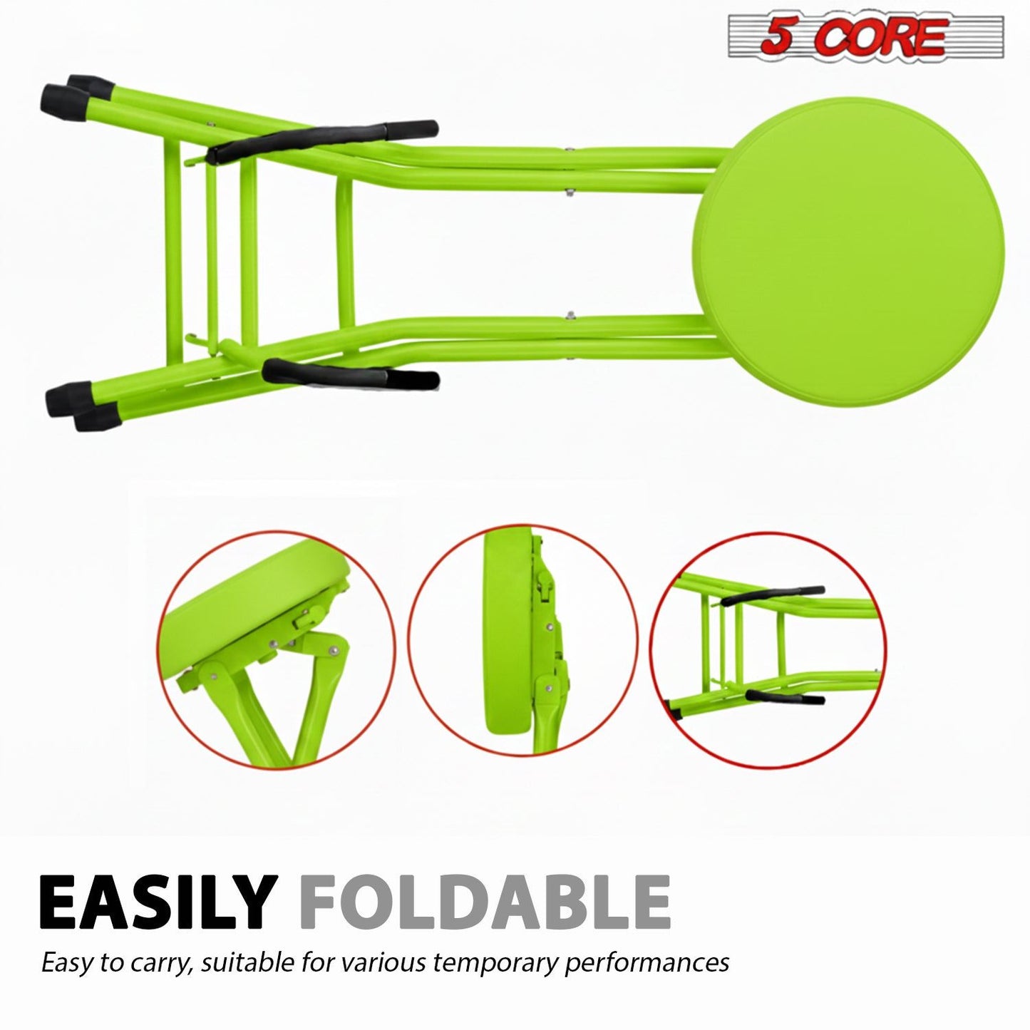 5Core Guitar Stool 3.15" Padded Chair Foldable Heavy Duty Music Seat Built in Foot Rest Guitar Stand