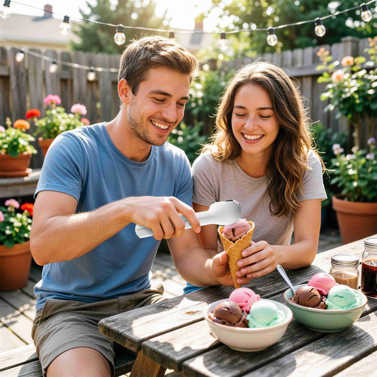 45 Seconds Fast Warm Electric Ice Cream Scoop, Self-Heating Rechargeable Ice Cream Spoon Non-Stick Smooth Round Scoops, IP66 Waterproof Ergonomic Handle for Hard Frozen Desserts