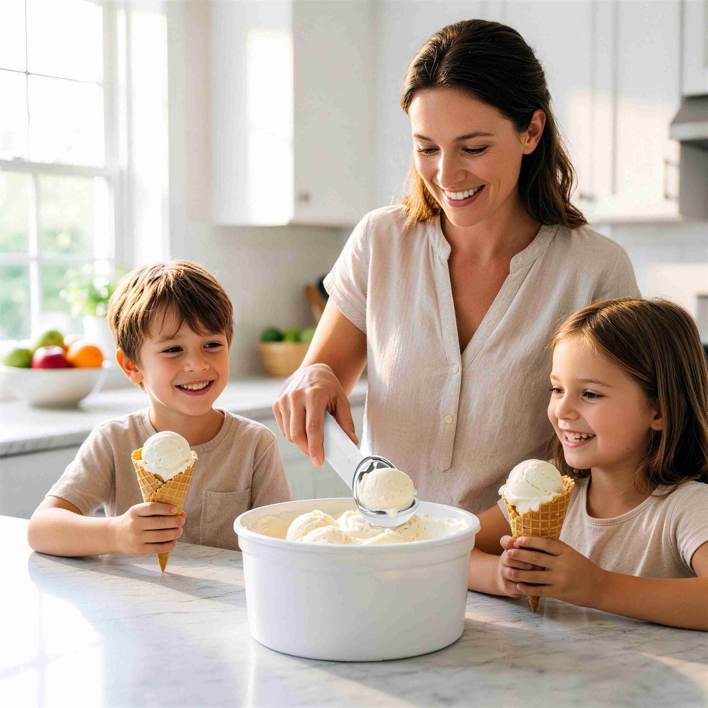 45 Seconds Fast Warm Electric Ice Cream Scoop, Self-Heating Rechargeable Ice Cream Spoon Non-Stick Smooth Round Scoops, IP66 Waterproof Ergonomic Handle for Hard Frozen Desserts
