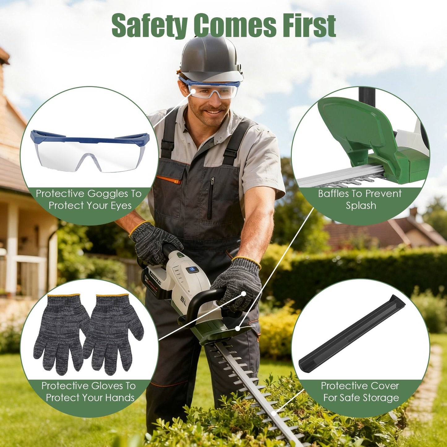 Cordless Hedge Trimmer, 0.6 in Cutting Capacity, Adjustable Handle, Rechargeable 2600mAh