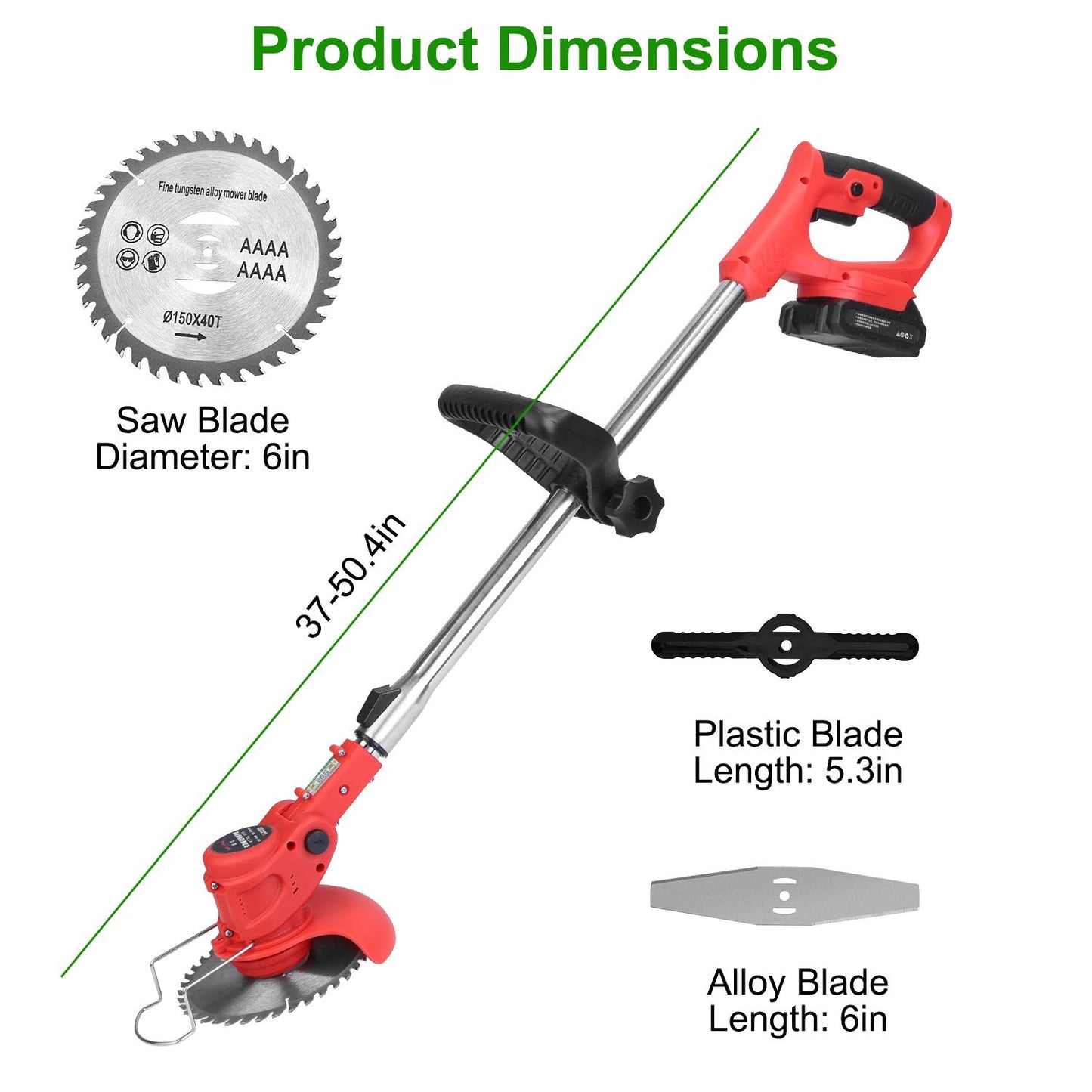 Cordless Weed Eater with 2 Batteries, 8000 RPM Electric Grass Trimmer & Edger