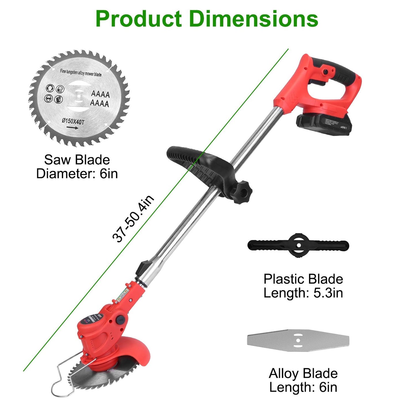 Cordless Weed Eater with 2 Batteries, 8000 RPM Electric Grass Trimmer & Edger