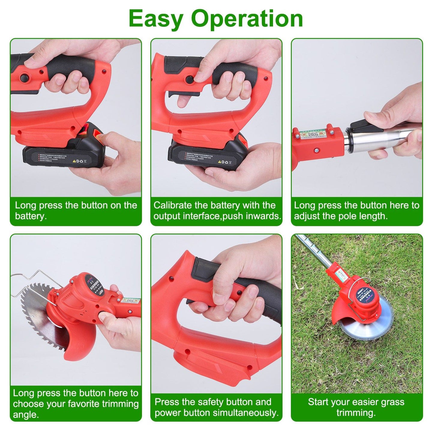 Cordless Weed Eater with 2 Batteries, 8000 RPM Electric Grass Trimmer & Edger