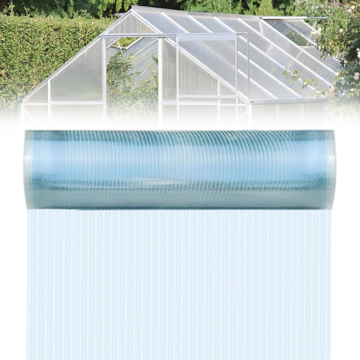 Polycarbonate Roof Panel Roll, Clear Roofing Panels Insulated Rainproof Greenhouse Panels Glass Fiber Roofing Canopy Cover for Farming, Sunroom 4x32ft(1.2x10m)