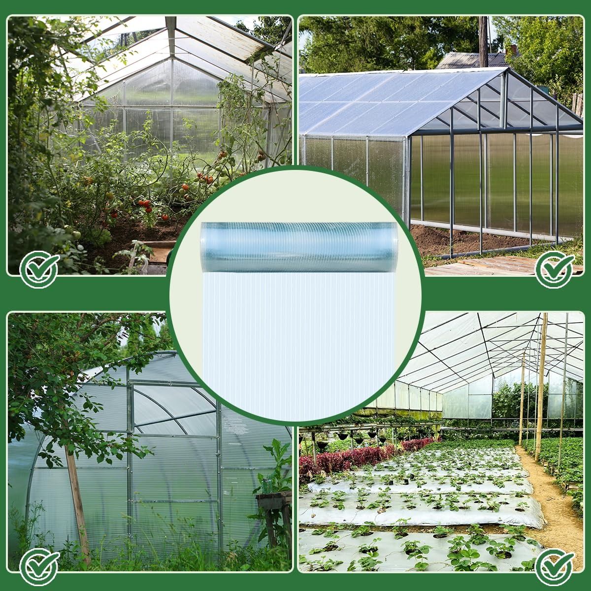 Polycarbonate Roof Panel Roll, Clear Roofing Panels Insulated Rainproof Greenhouse Panels Glass Fiber Roofing Canopy Cover for Farming, Sunroom 4x32ft(1.2x10m)