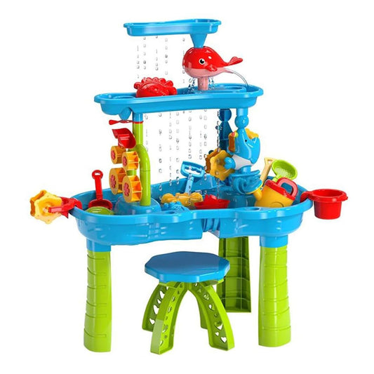 3-Tier Kid Sand and Water Table - Toddler Rain Shower Activity Play Set