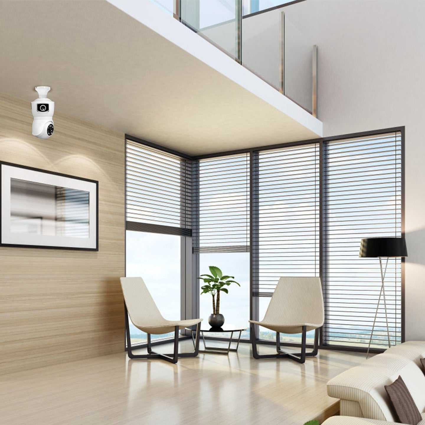 360° WiFi Light Bulb Security Camera with Two-Way Audio & Motion Detection