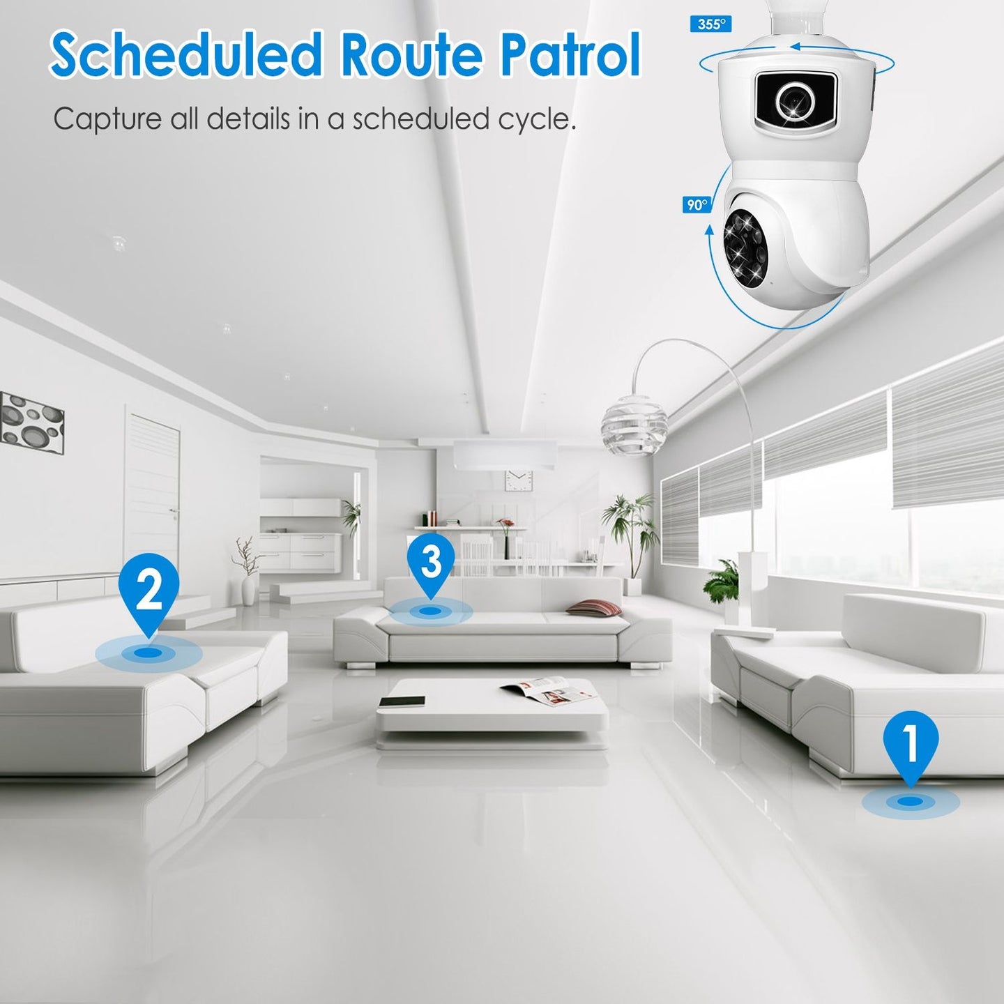 360° WiFi Light Bulb Security Camera with Two-Way Audio & Motion Detection