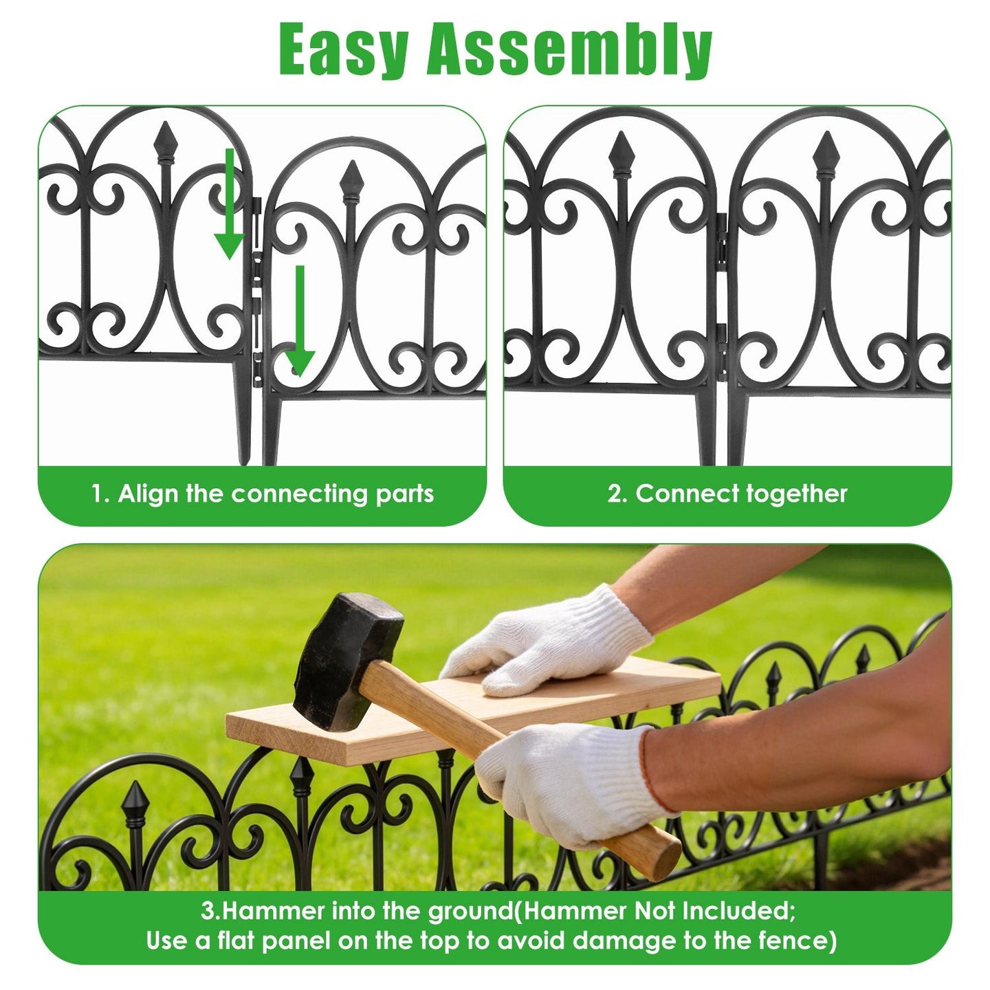 10 Pack Flexible Garden Edging, 19.3FT Interlocking PP Landscape Border with Angle Adjustable Panels, Weather Resistant No Dig Lawn Fence for Flower Bed Pathway Yard Decor