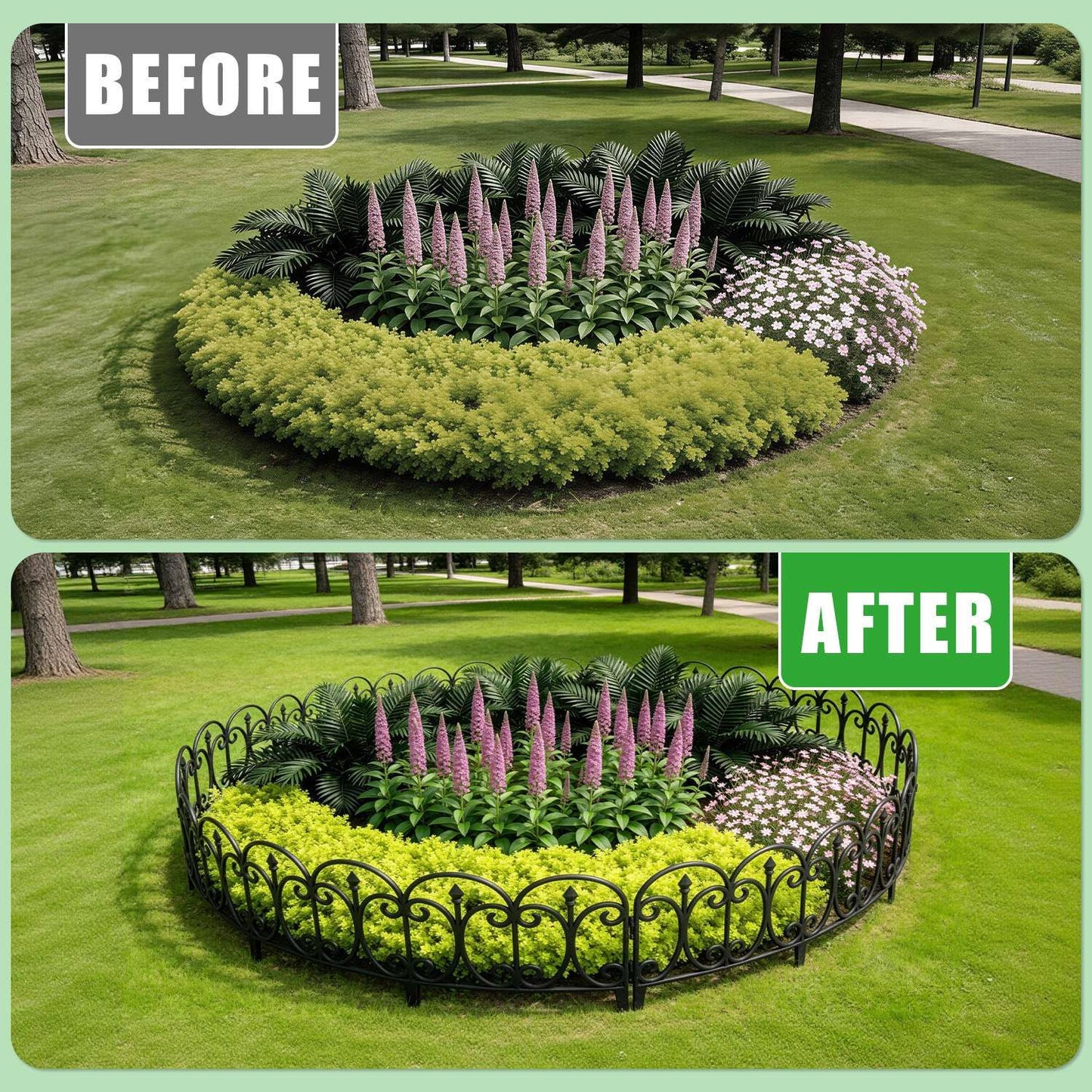 10 Pack Flexible Garden Edging, 19.3FT Interlocking PP Landscape Border with Angle Adjustable Panels, Weather Resistant No Dig Lawn Fence for Flower Bed Pathway Yard Decor