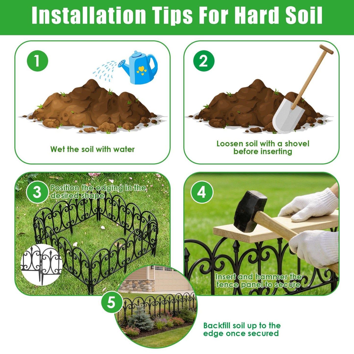 10 Pack Flexible Garden Edging, 19.3FT Interlocking PP Landscape Border with Angle Adjustable Panels, Weather Resistant No Dig Lawn Fence for Flower Bed Pathway Yard Decor