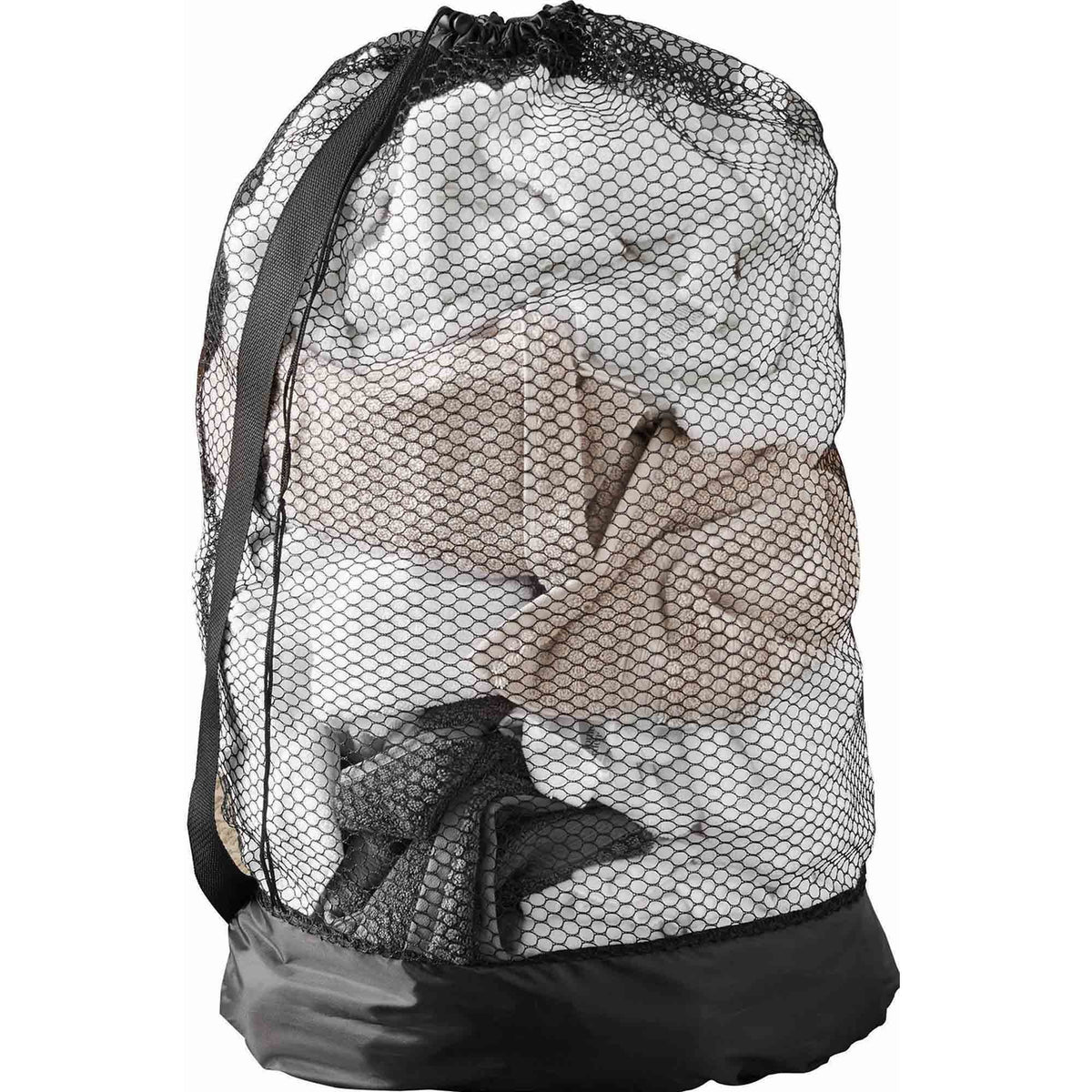5-Pack Heavy-Duty Black Mesh Laundry Bags with Carry Strap – 24 x 36 in