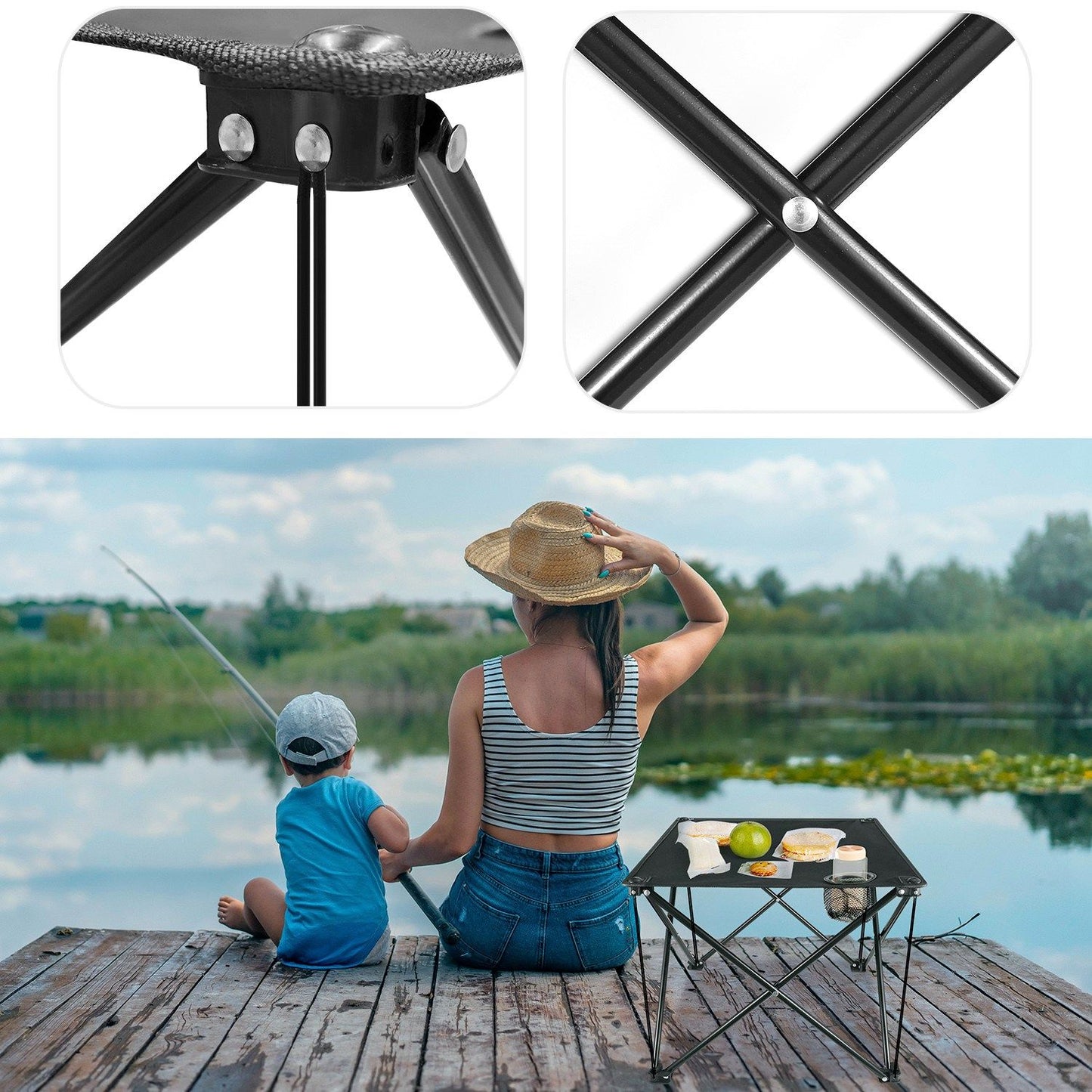 Portable Folding Camp Table 18.5" – Ultralight Mini Picnic Table w/ Cup Holders