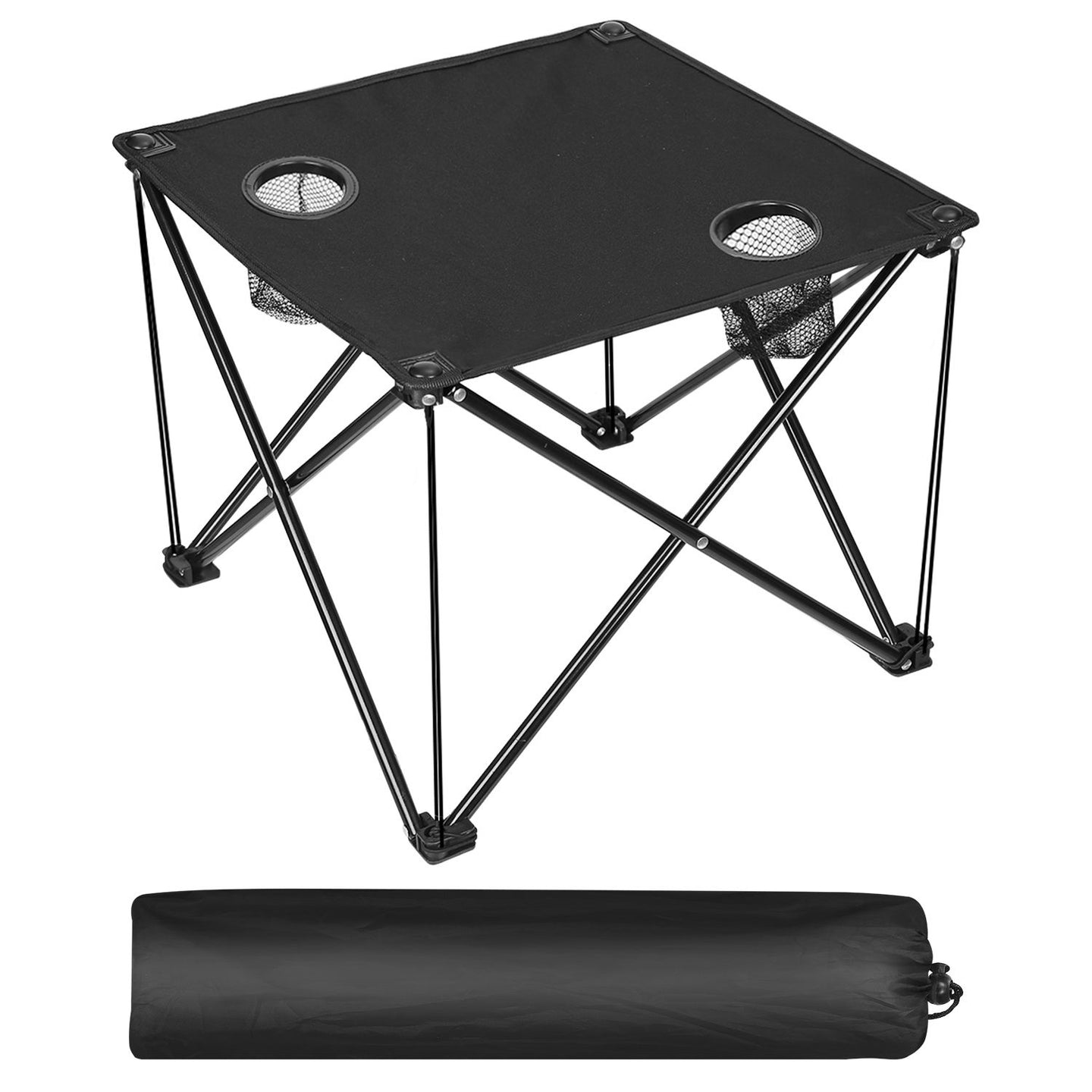 Portable Folding Camp Table 18.5" – Ultralight Mini Picnic Table w/ Cup Holders