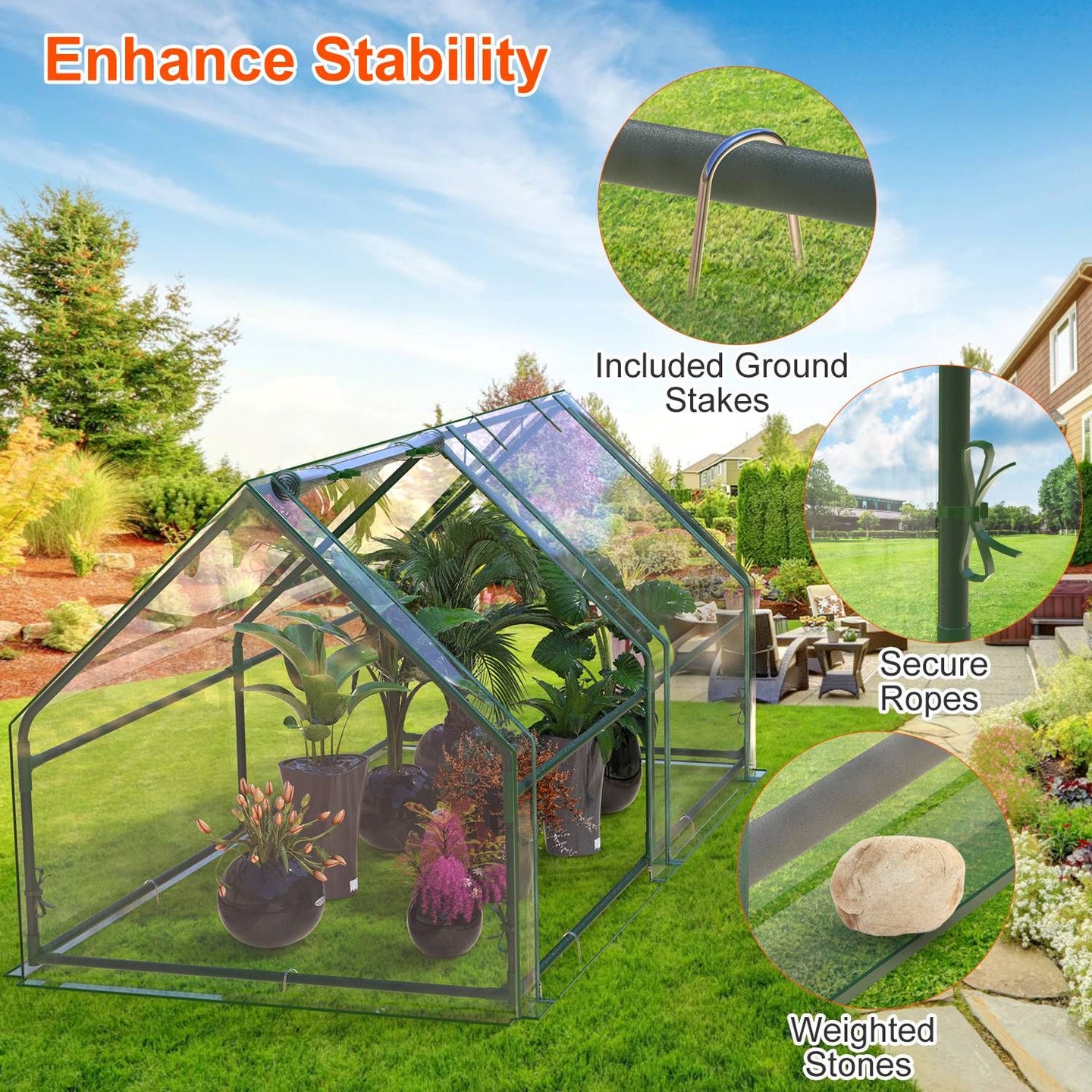 Portable Walk-in Greenhouse 71"x33"x37" – Outdoor Garden Plant House w/ PVC Cover & Iron Frame, Roll-Up Zipper Door, UV & Rust-Resistant