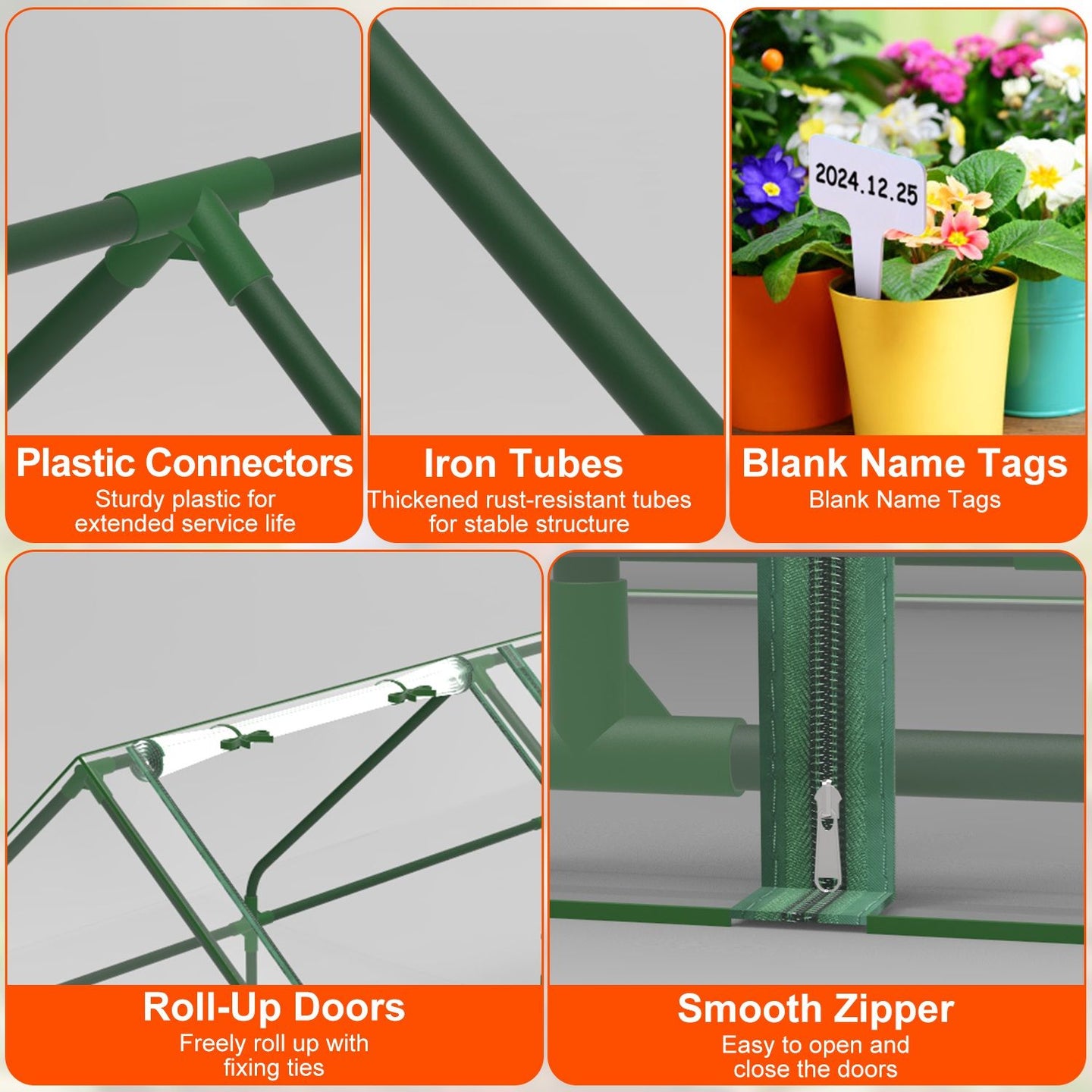 Portable Walk-in Greenhouse 71"x33"x37" – Outdoor Garden Plant House w/ PVC Cover & Iron Frame, Roll-Up Zipper Door, UV & Rust-Resistant