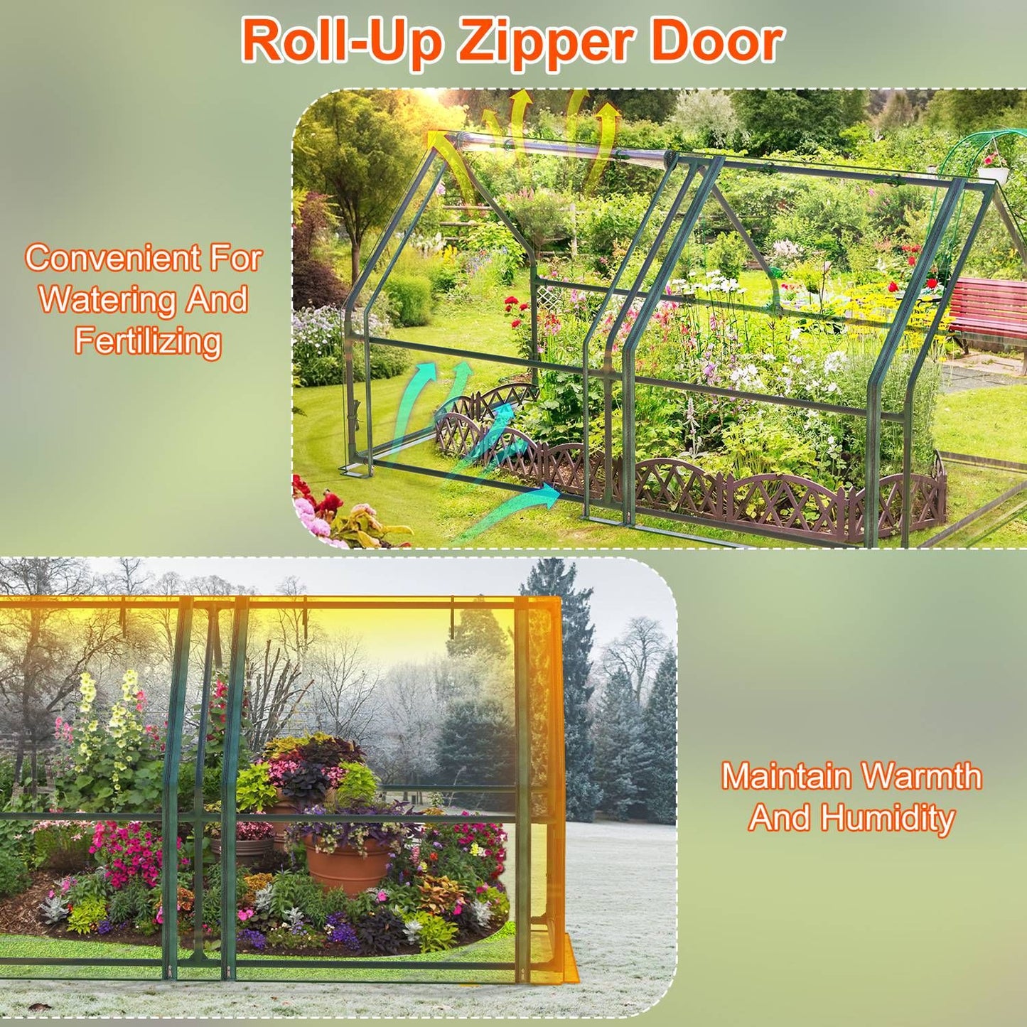 Portable Walk-in Greenhouse 71"x33"x37" – Outdoor Garden Plant House w/ PVC Cover & Iron Frame, Roll-Up Zipper Door, UV & Rust-Resistant