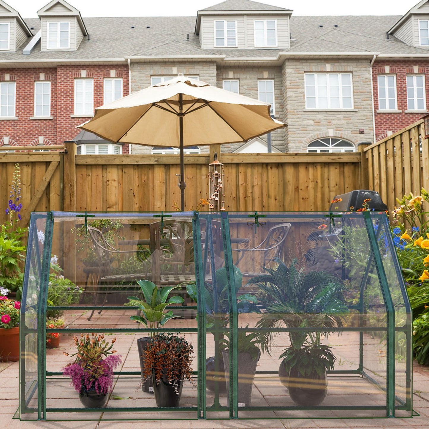 Portable Walk-in Greenhouse 71"x33"x37" – Outdoor Garden Plant House w/ PVC Cover & Iron Frame, Roll-Up Zipper Door, UV & Rust-Resistant