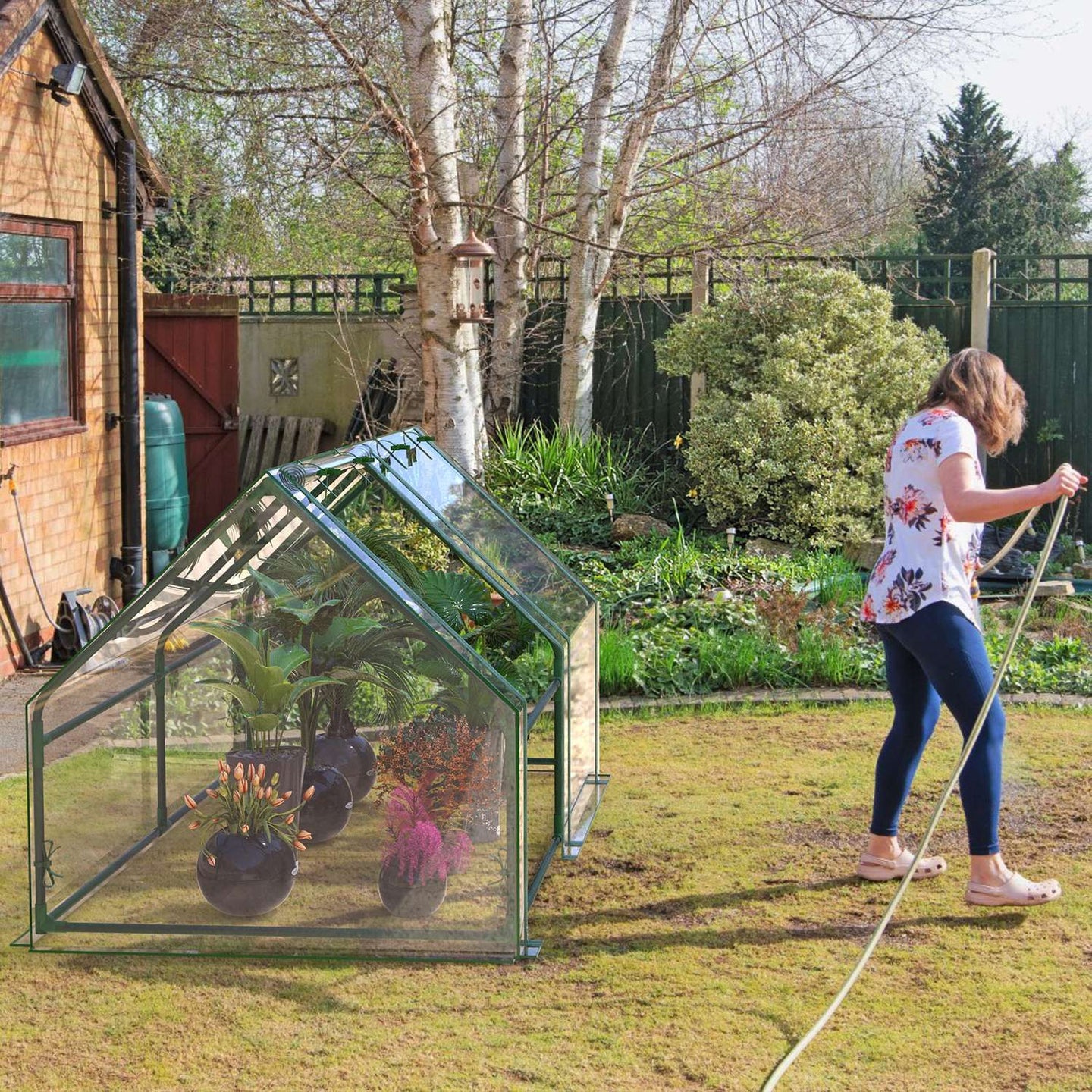 Portable Walk-in Greenhouse 71"x33"x37" – Outdoor Garden Plant House w/ PVC Cover & Iron Frame, Roll-Up Zipper Door, UV & Rust-Resistant