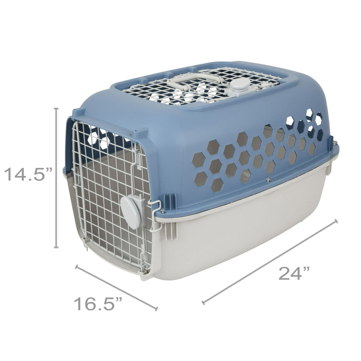 24” Multicolor Plastic Pet Kennel with Double Door & Top Opening for Dogs and Cats