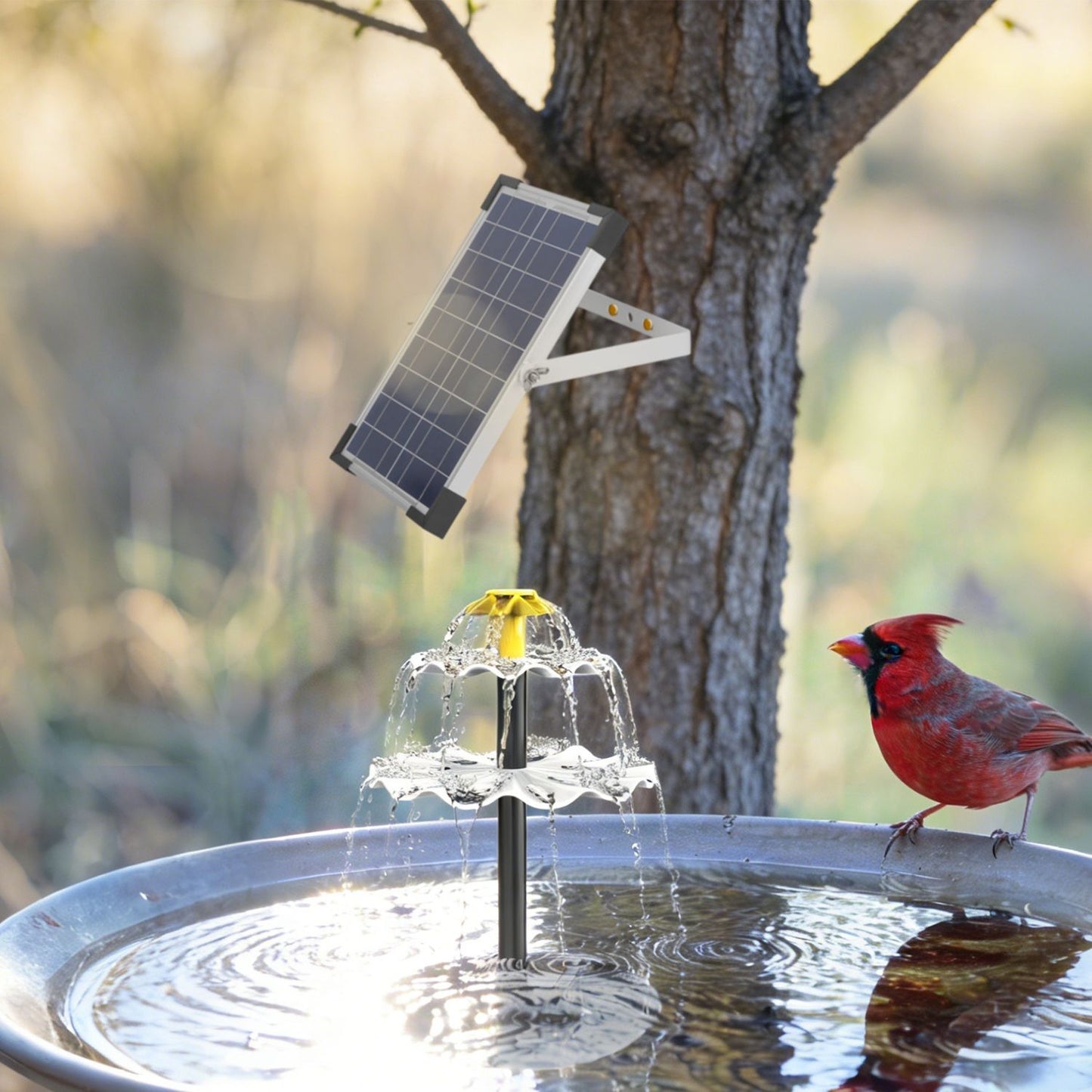 Solar Powered Fountain with 2200mAh Battery Backup, IP68 Waterproof Solar Water Fountain Pump , 2 Water Modes, Adjustable Height & 3 Nozzles, Colorful LED Lights for Garden Patio Pool