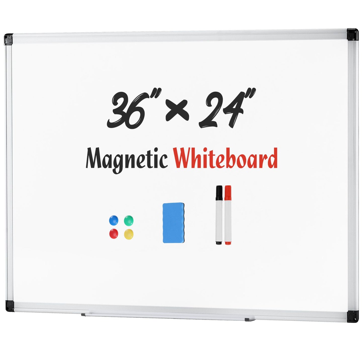 36x24" Magnetic Dry Erase Board - Silver Aluminum Frame Whiteboard