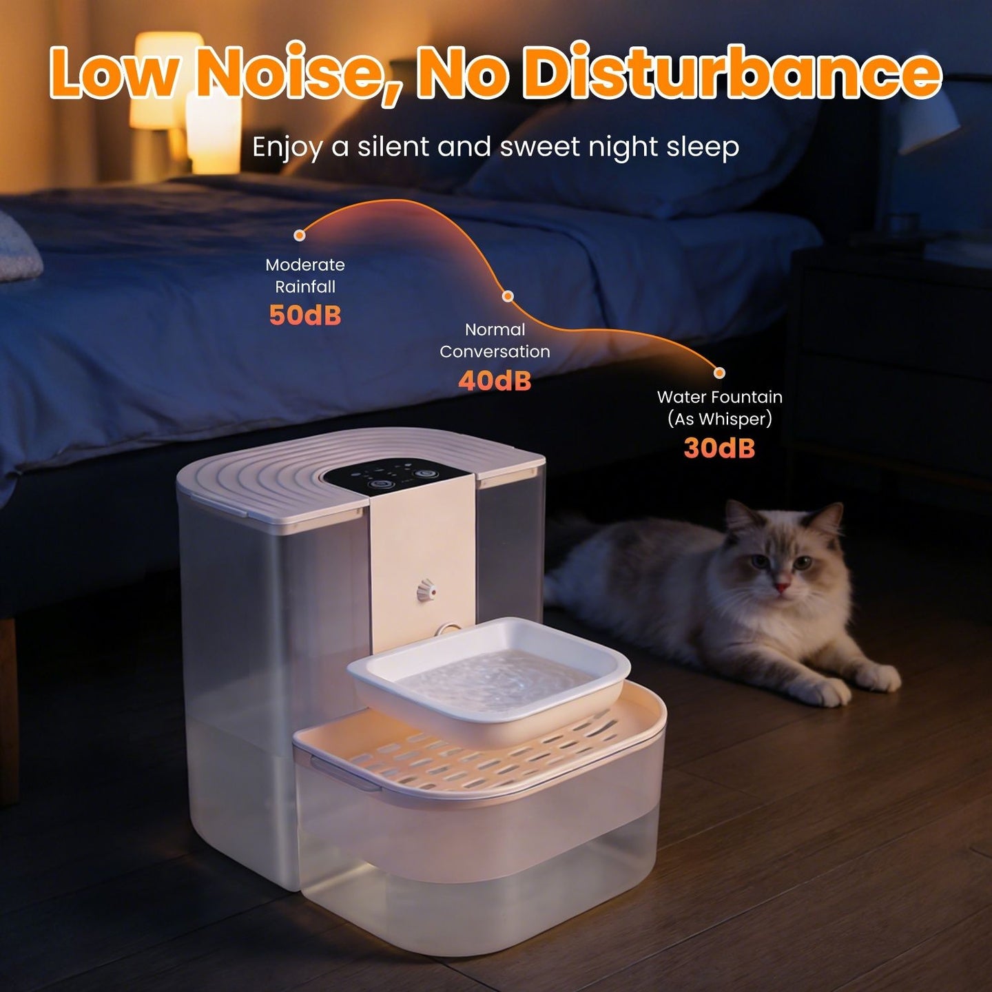 Cordless Pet Water Fountain, 4.5L Large Dual Tank Automatic Dog & Cat Dispenser