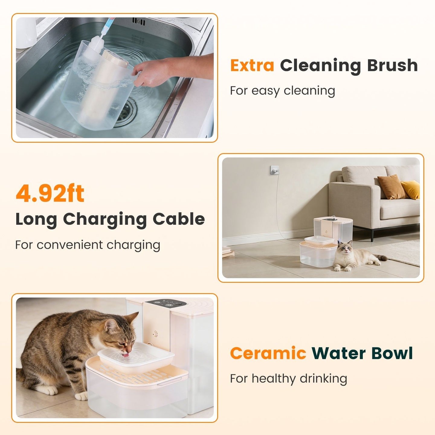 Cordless Pet Water Fountain, 4.5L Large Dual Tank Automatic Dog & Cat Dispenser