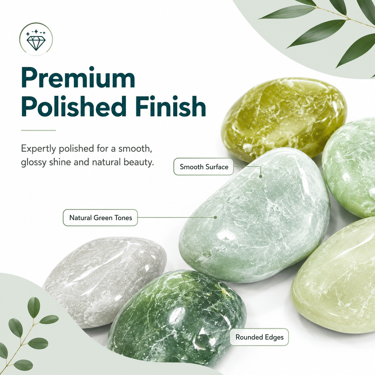 38 lbs White River Rocks, 2-3 inch Polished Pebbles - Versatile for indoor/outdoor use. Ideal for plant decor, vases, aquariums, and creating serene garden landscapes.