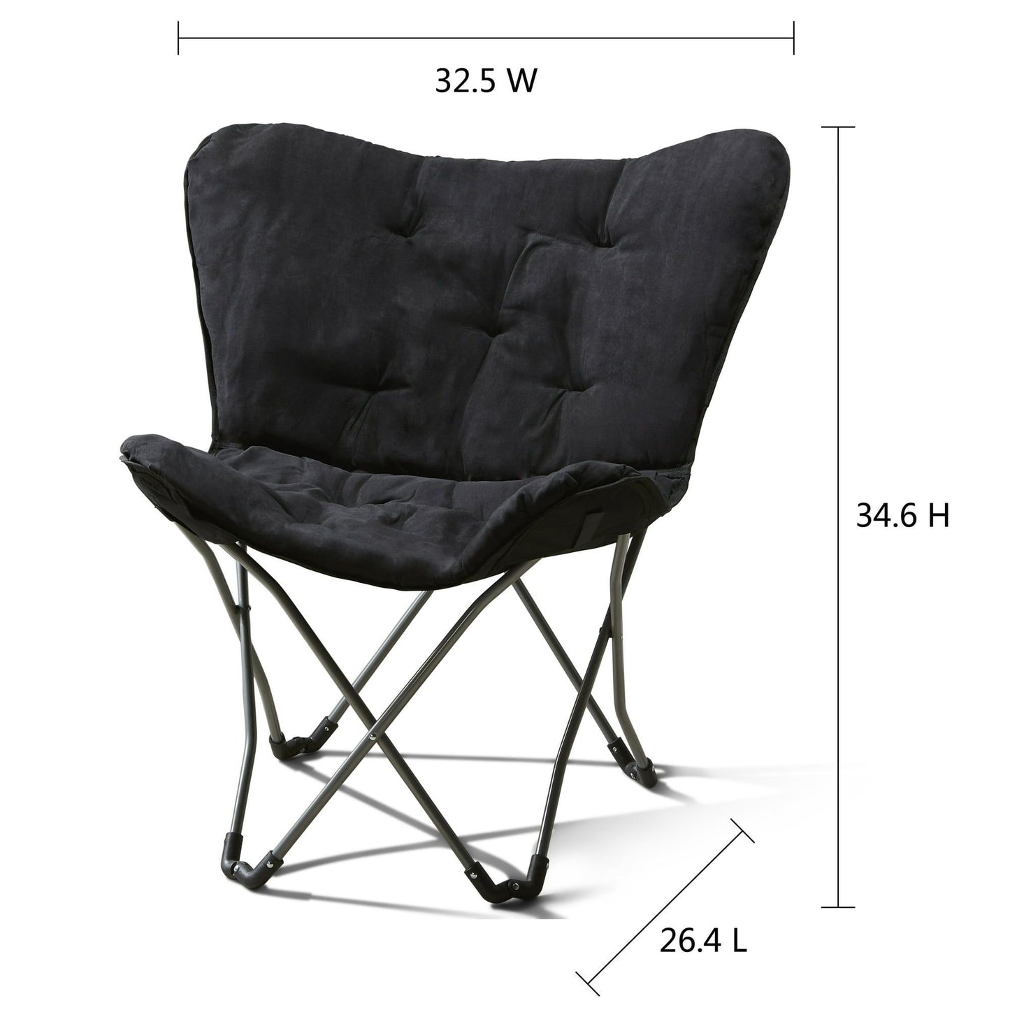 Micro Suede Fabric Butterfly Folding Chair, Black