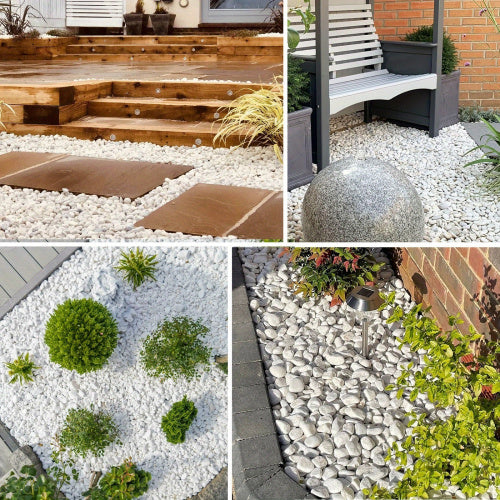 38 lbs White River Rocks, 2-3 inch Polished Pebbles - Versatile for indoor/outdoor use. Ideal for plant decor, vases, aquariums, and creating serene garden landscapes.