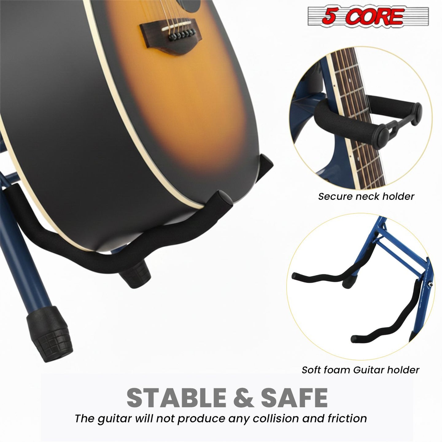 Padded Guitar Stool with Backrest, Built-in Stand & Footrest