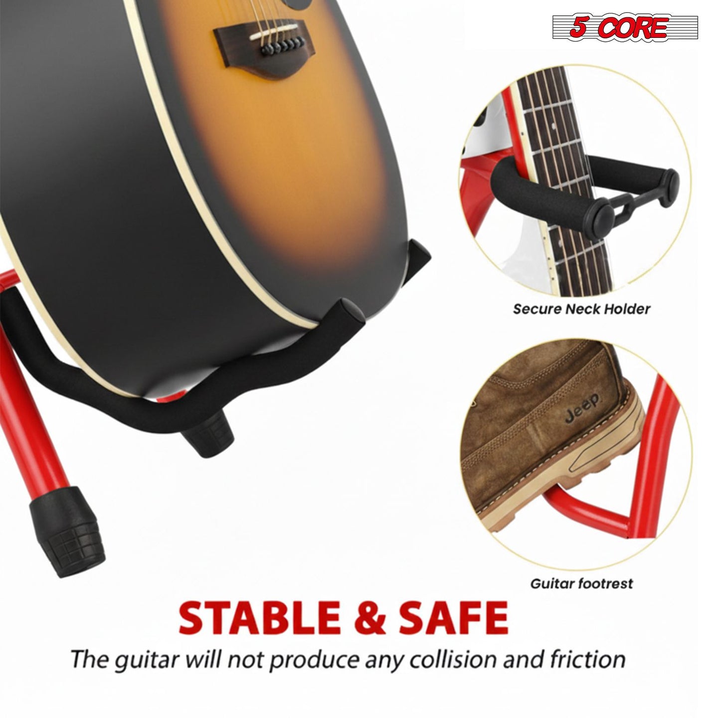 Padded Guitar Stool with Backrest, Built-in Stand & Footrest