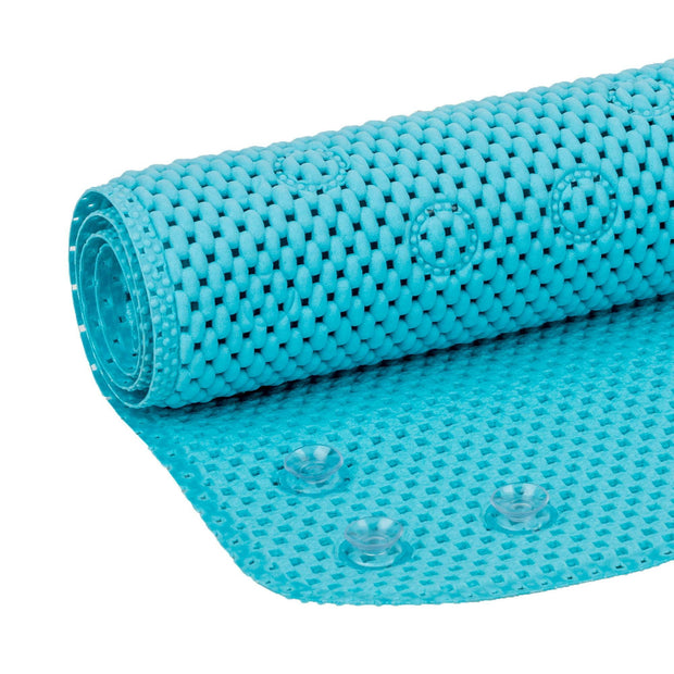 17" x 36" Blue Non-Slip Cushioned Bathtub Mat with Suction Cups