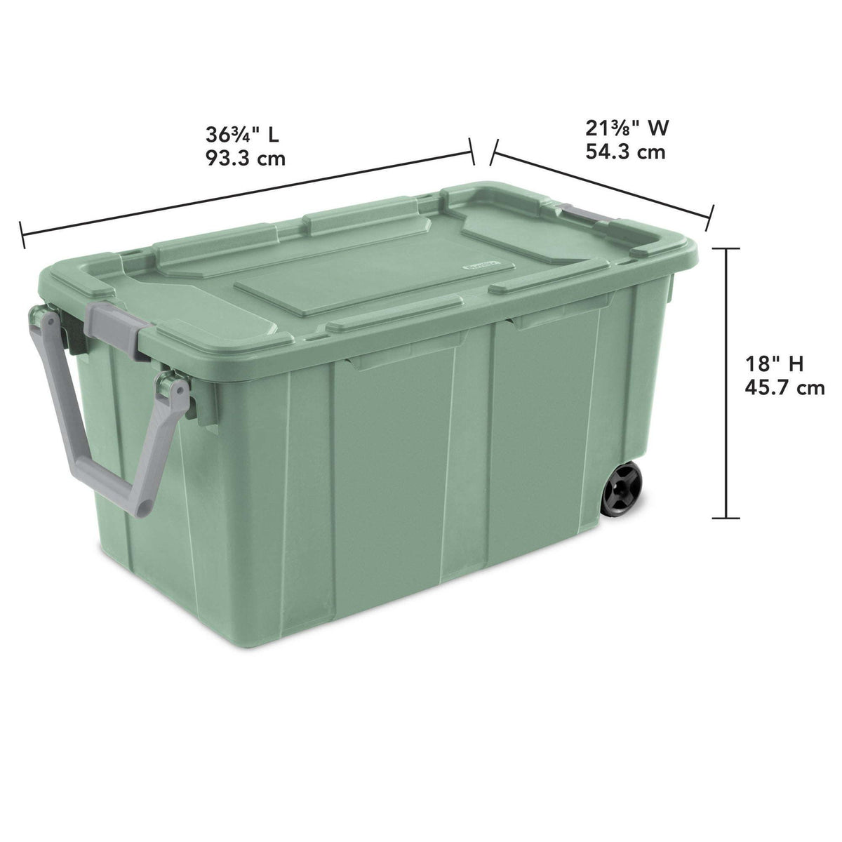 40 Gallon Wheeled Storage Bin with Handle – Extra Large Plastic Storage Container, Green, 2 Pack