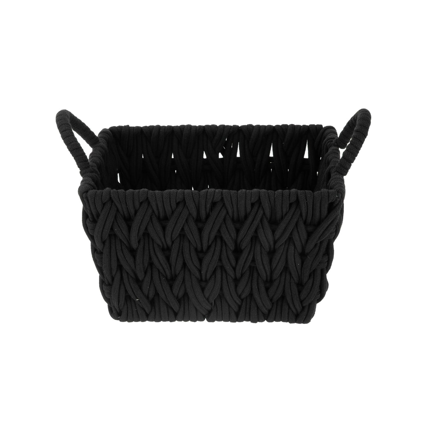 Medium Black Woven Rope Decorative Storage Basket, 2 Pack