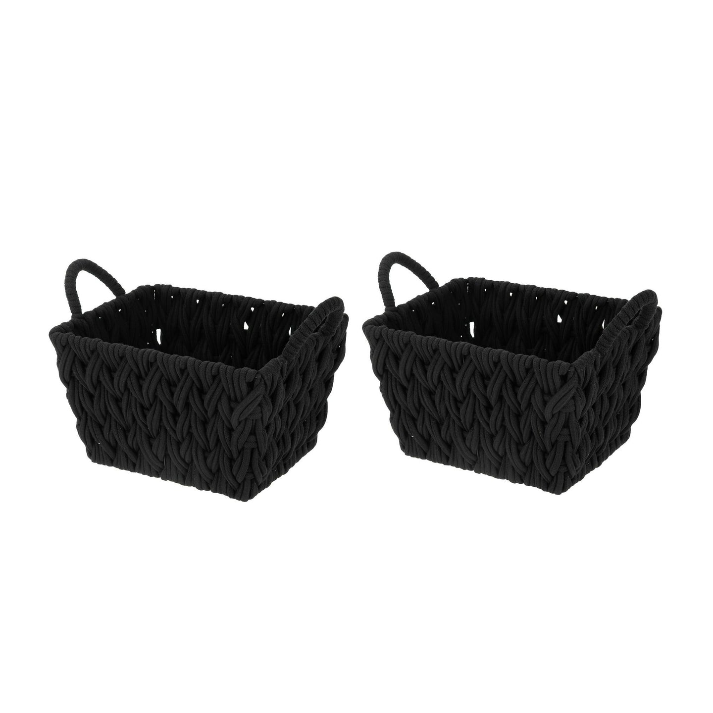 Medium Black Woven Rope Decorative Storage Basket, 2 Pack