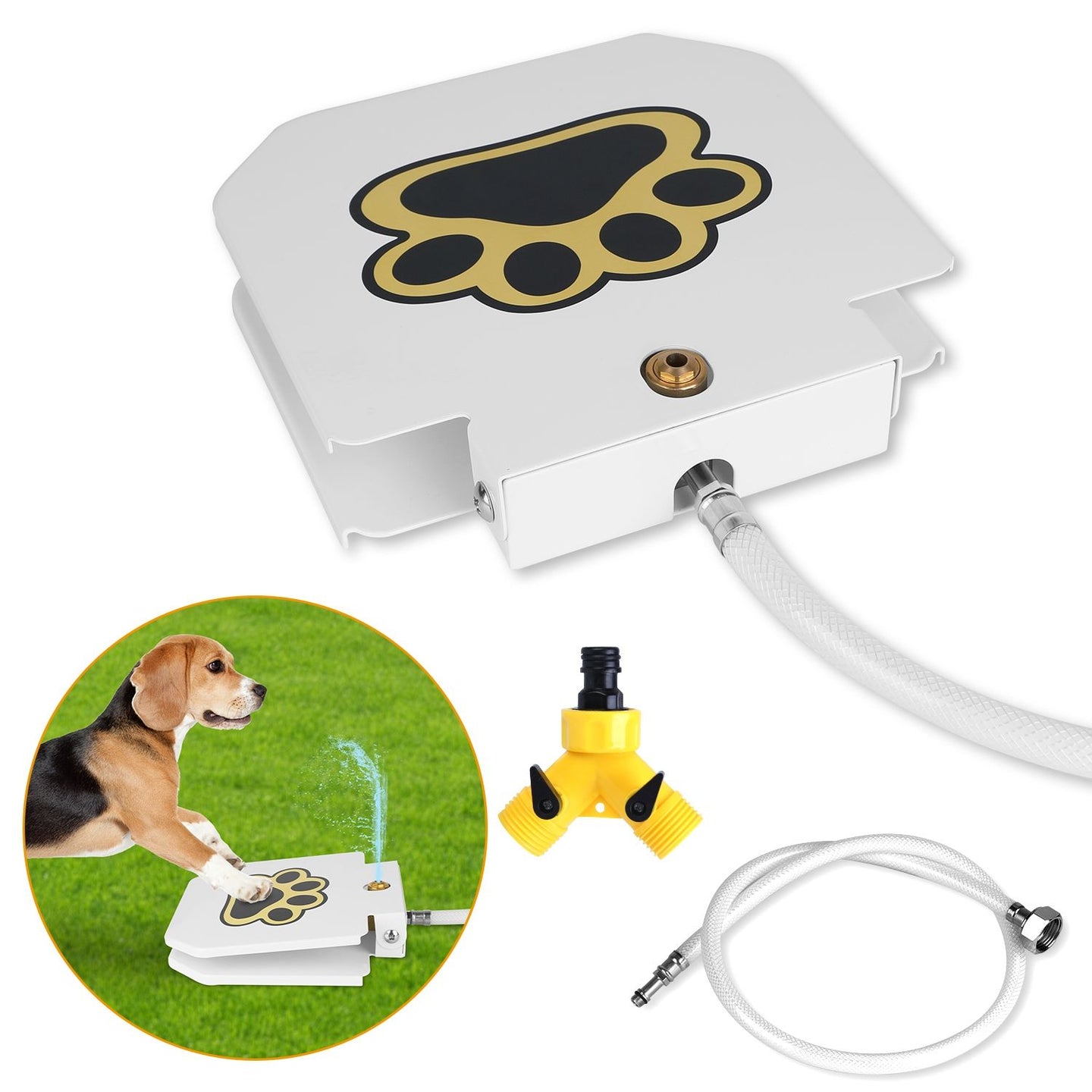 Step-On Outdoor Dog Water Fountain & Interactive Sprinkler