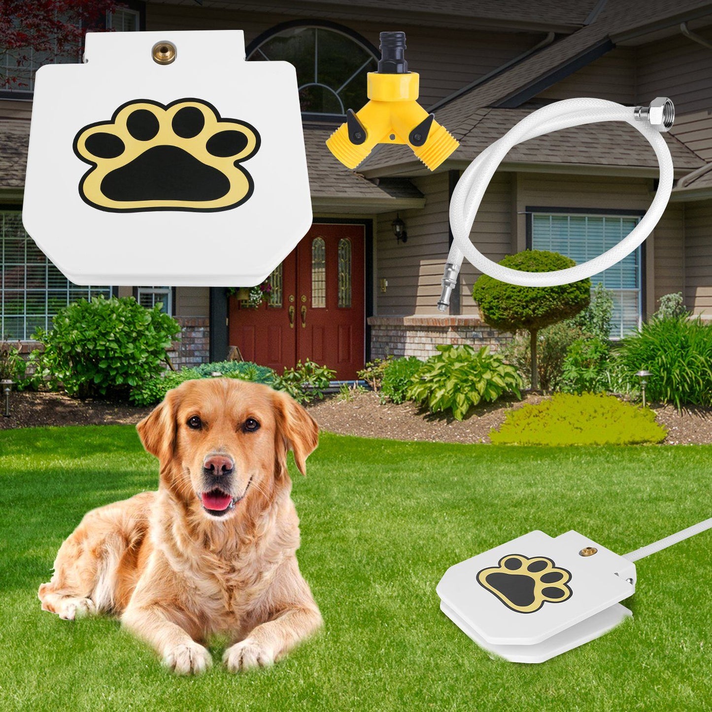 Step-On Outdoor Dog Water Fountain & Interactive Sprinkler