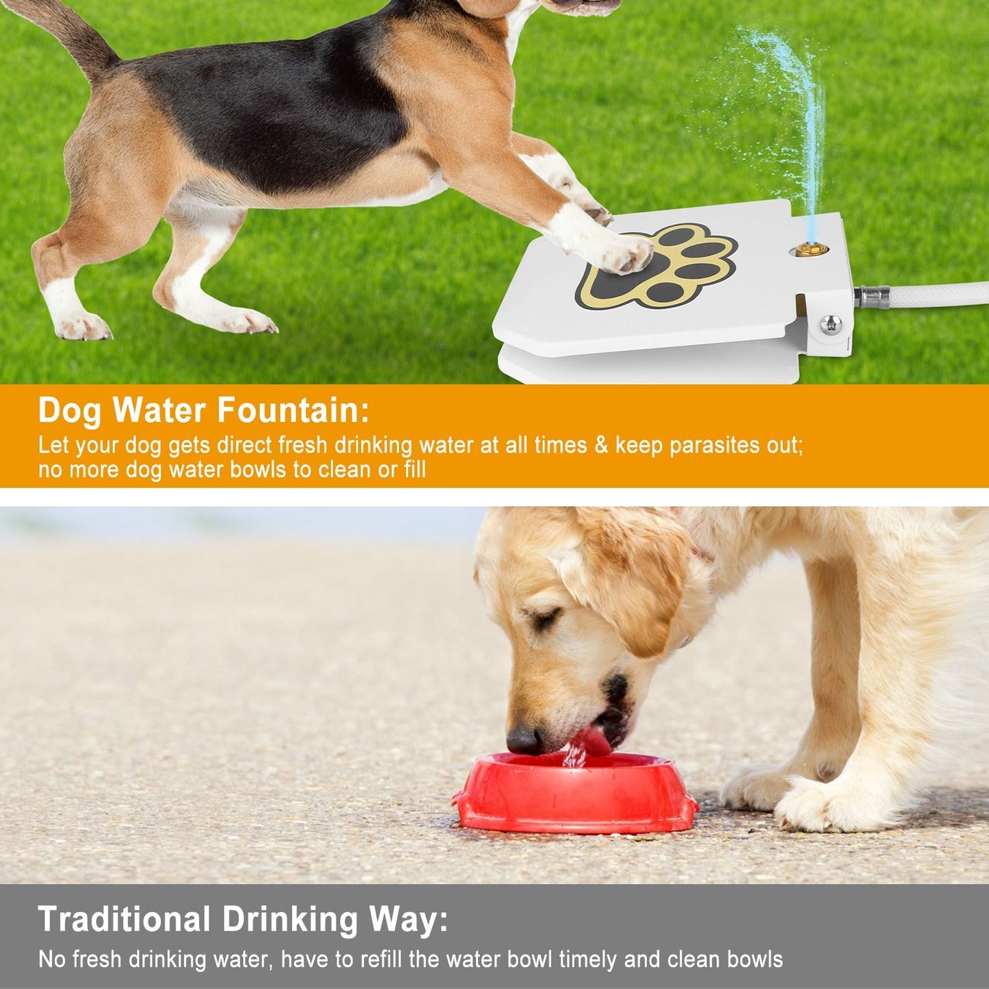 Step-On Outdoor Dog Water Fountain & Interactive Sprinkler