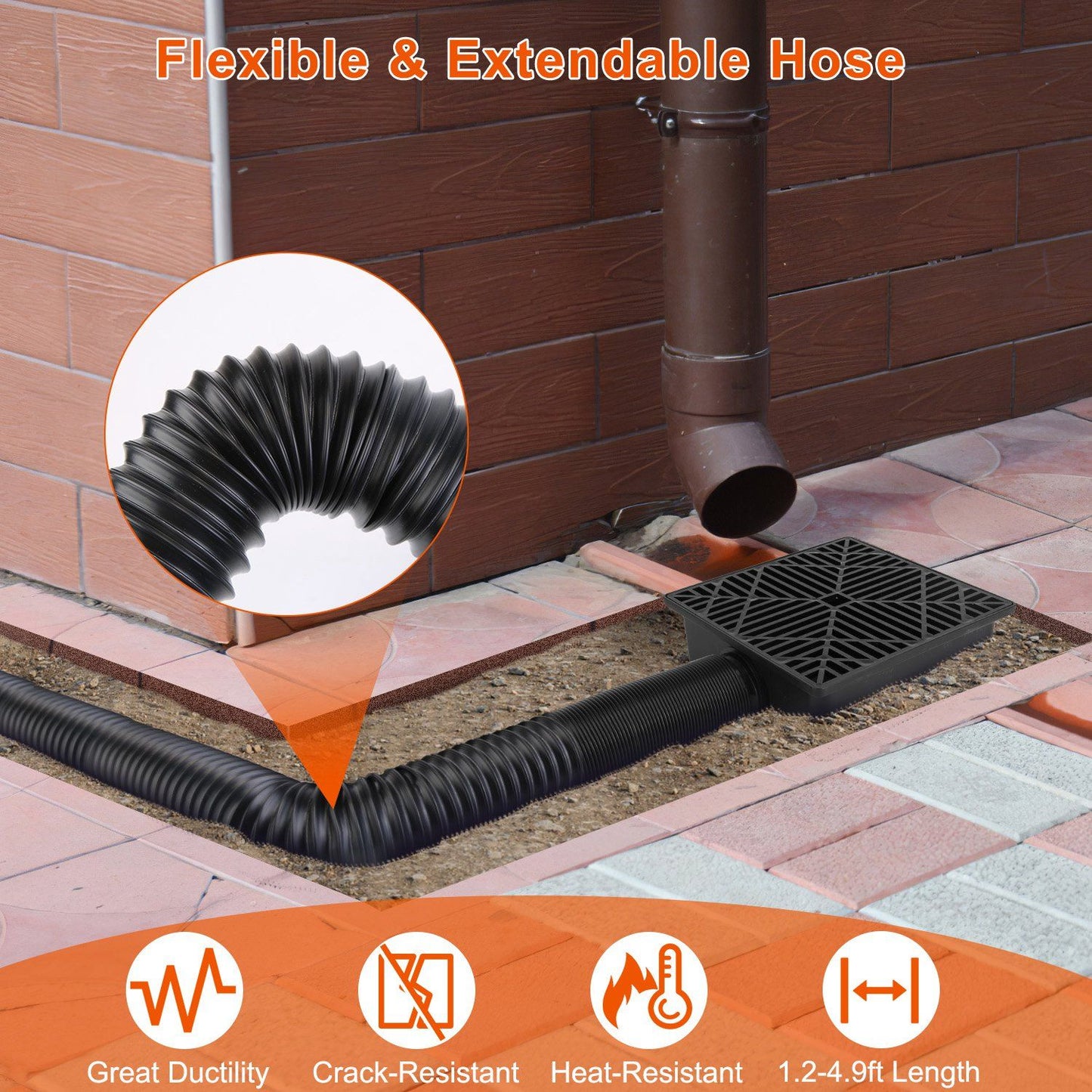 2-Pack Low Profile Catch Basin Gutter Downspout Extensions (5ft)