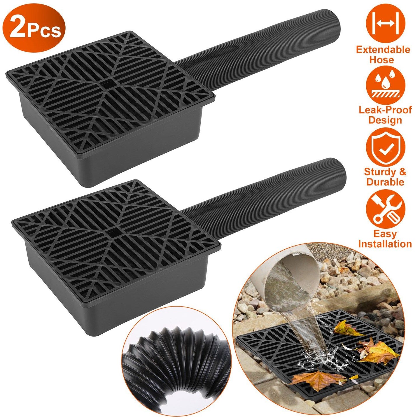 2-Pack Low Profile Catch Basin Gutter Downspout Extensions (5ft)