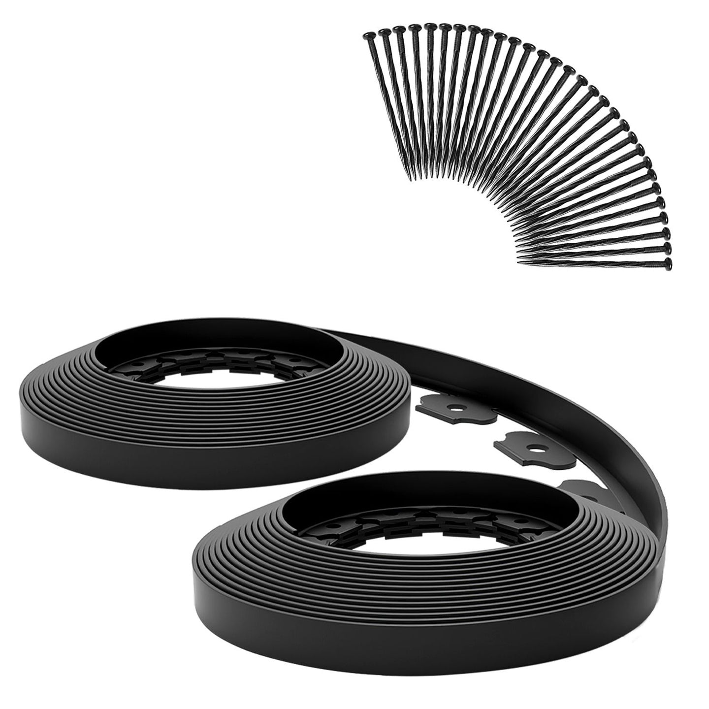 32.8FT Non-Digging Plastic Garden Edging Kit Plastic Garden Border with 30 Spikes 2In Tall Border Edging for Garden Lawn Yard Flower Beds
