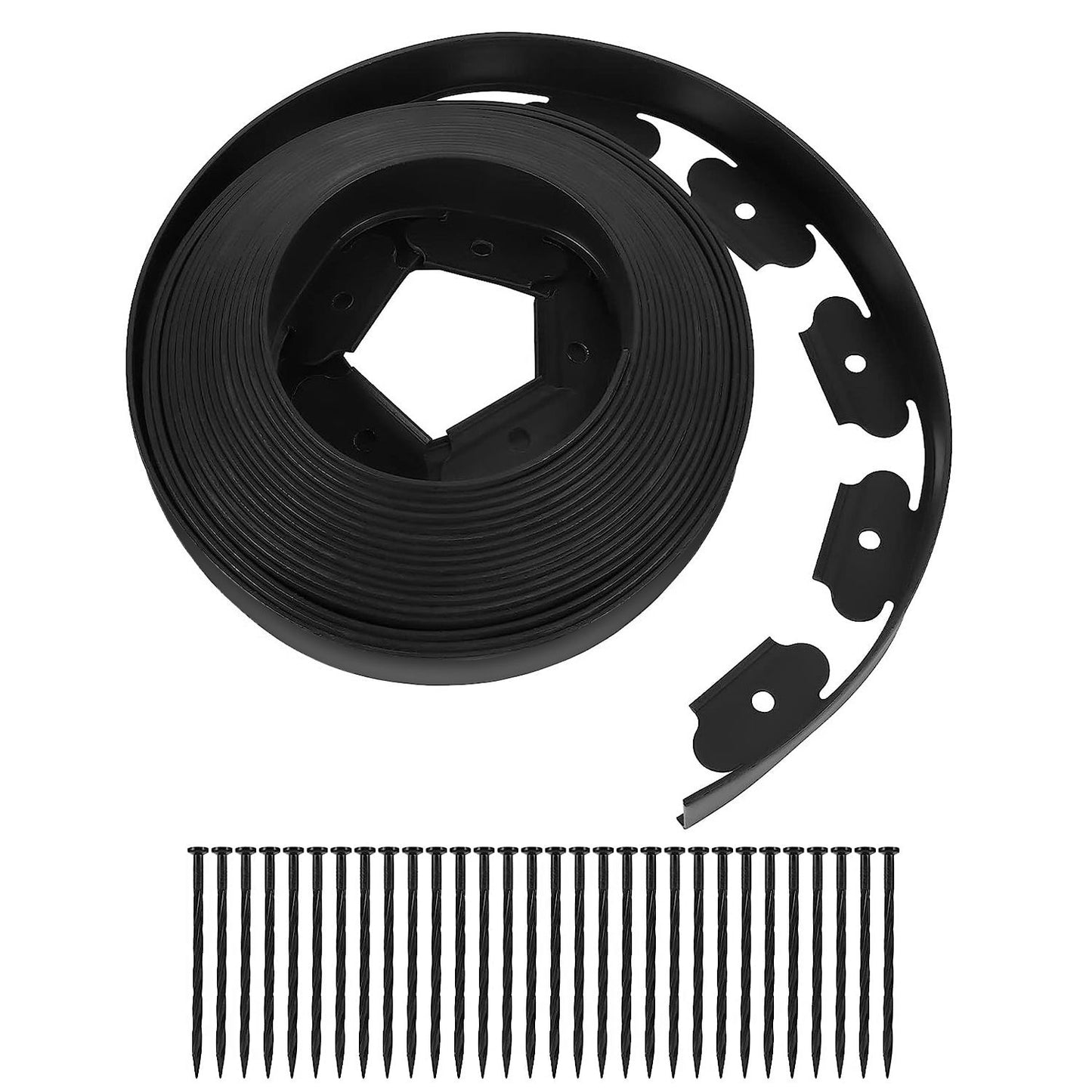 32.8FT Non-Digging Plastic Garden Edging Kit Plastic Garden Border with 30 Spikes 2In Tall Border Edging for Garden Lawn Yard Flower Beds