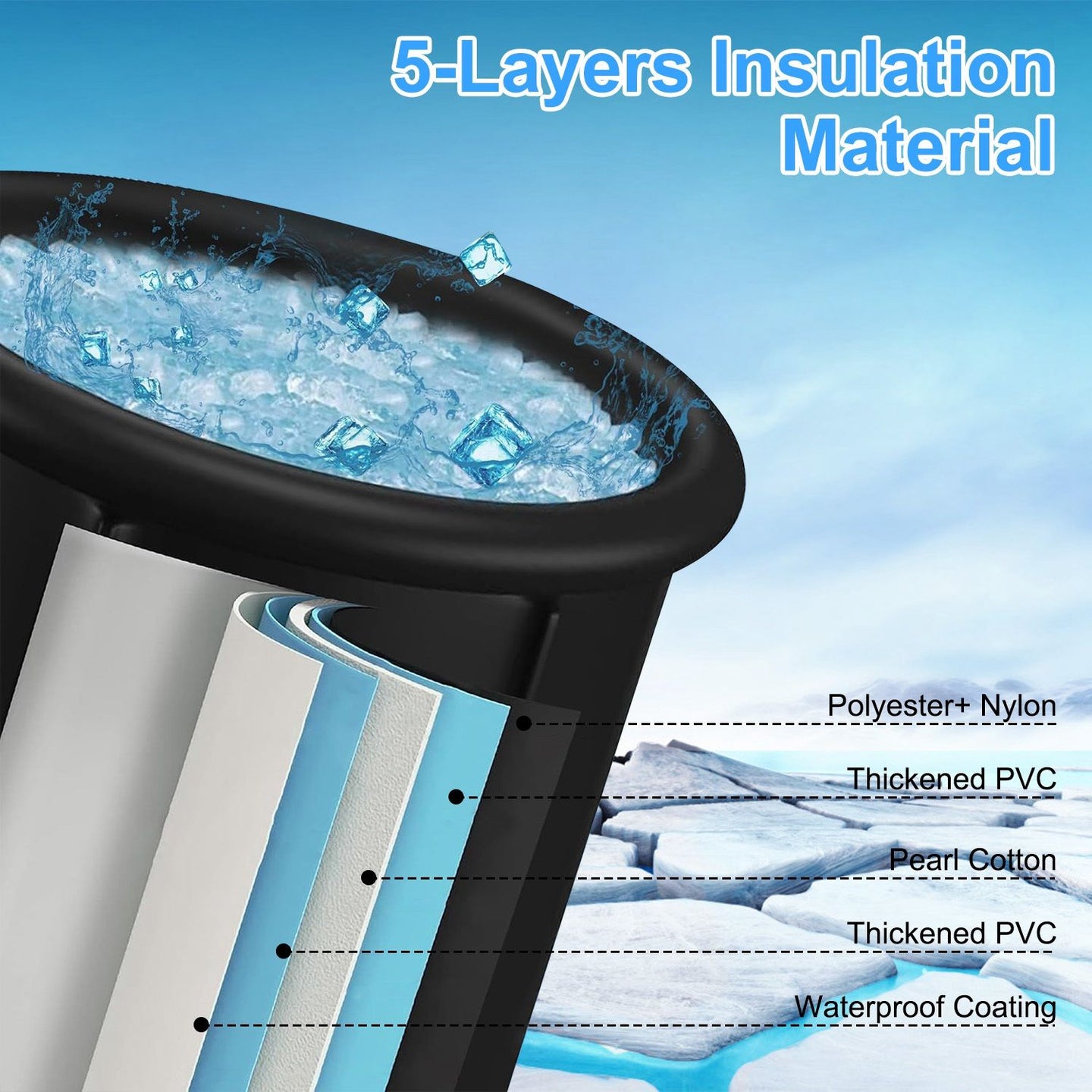 Portable 97-Gallon Insulated Ice Bath Tub for Athletes