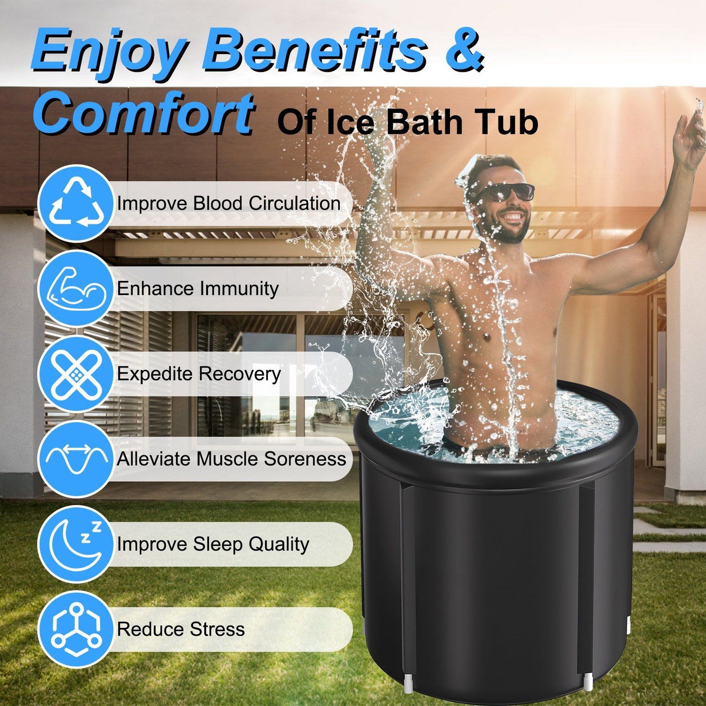 Portable 97-Gallon Insulated Ice Bath Tub for Athletes