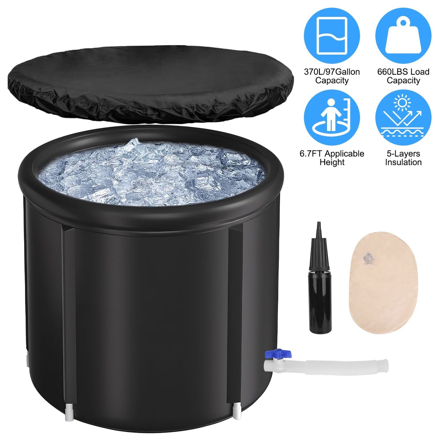 Portable 97-Gallon Insulated Ice Bath Tub for Athletes