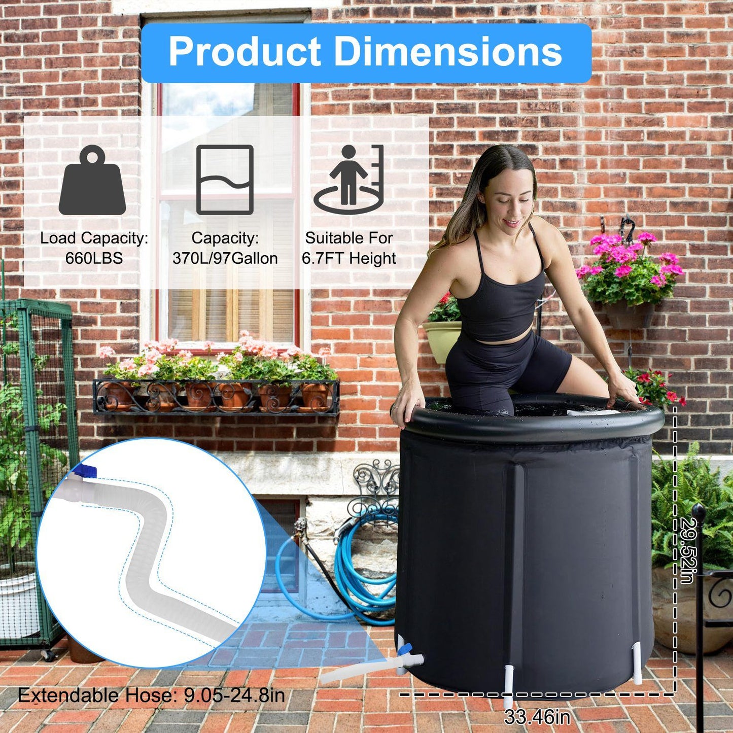 Portable 97-Gallon Insulated Ice Bath Tub for Athletes
