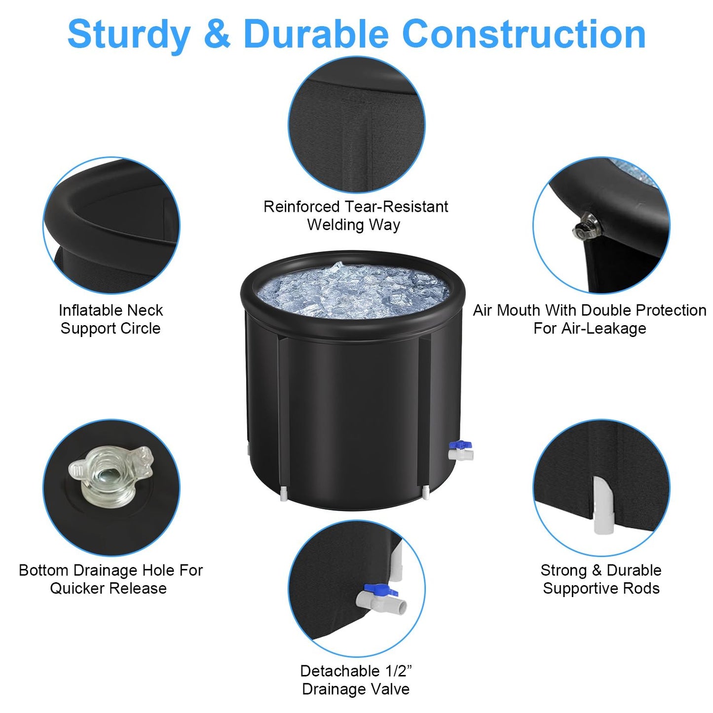 Portable 97-Gallon Insulated Ice Bath Tub for Athletes
