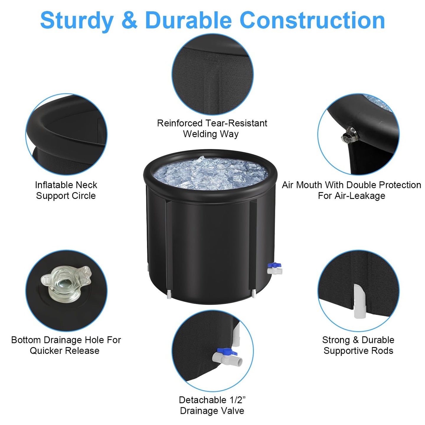 Portable 97-Gallon Insulated Ice Bath Tub for Athletes